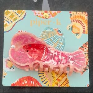 Piper K Lobster Hair Clip Large Claw Double Sided Red Pink Faux Pearl Viral Gift